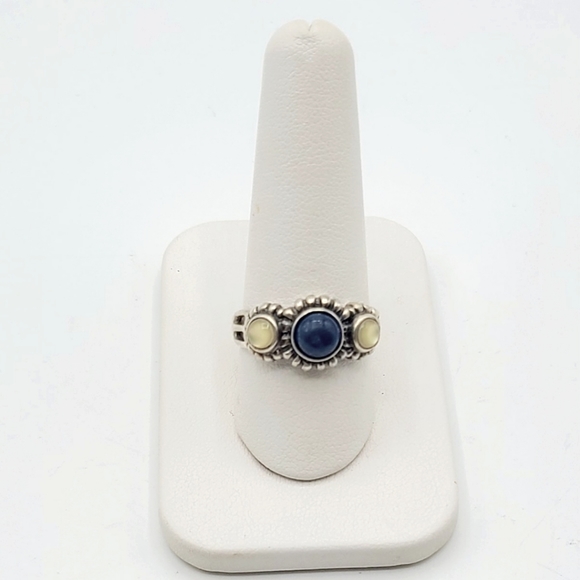 Vintage Sterling Silver Lapis Moonstone Ring, Size 9 - Picture 7 of 9